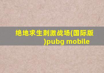 绝地求生刺激战场(国际版)pubg mobile